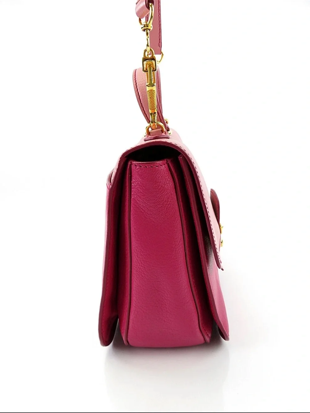 Miu Miu Two-Tone Pink Leather Satchel with Gold Hardware